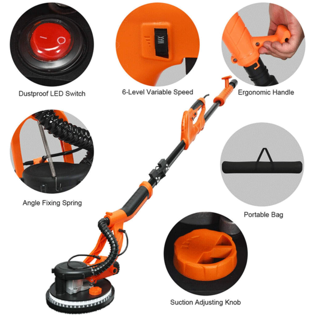 Professional Electric 750W Drywall Ceiling Pole Sander W/ Vacuum (SAK97855)