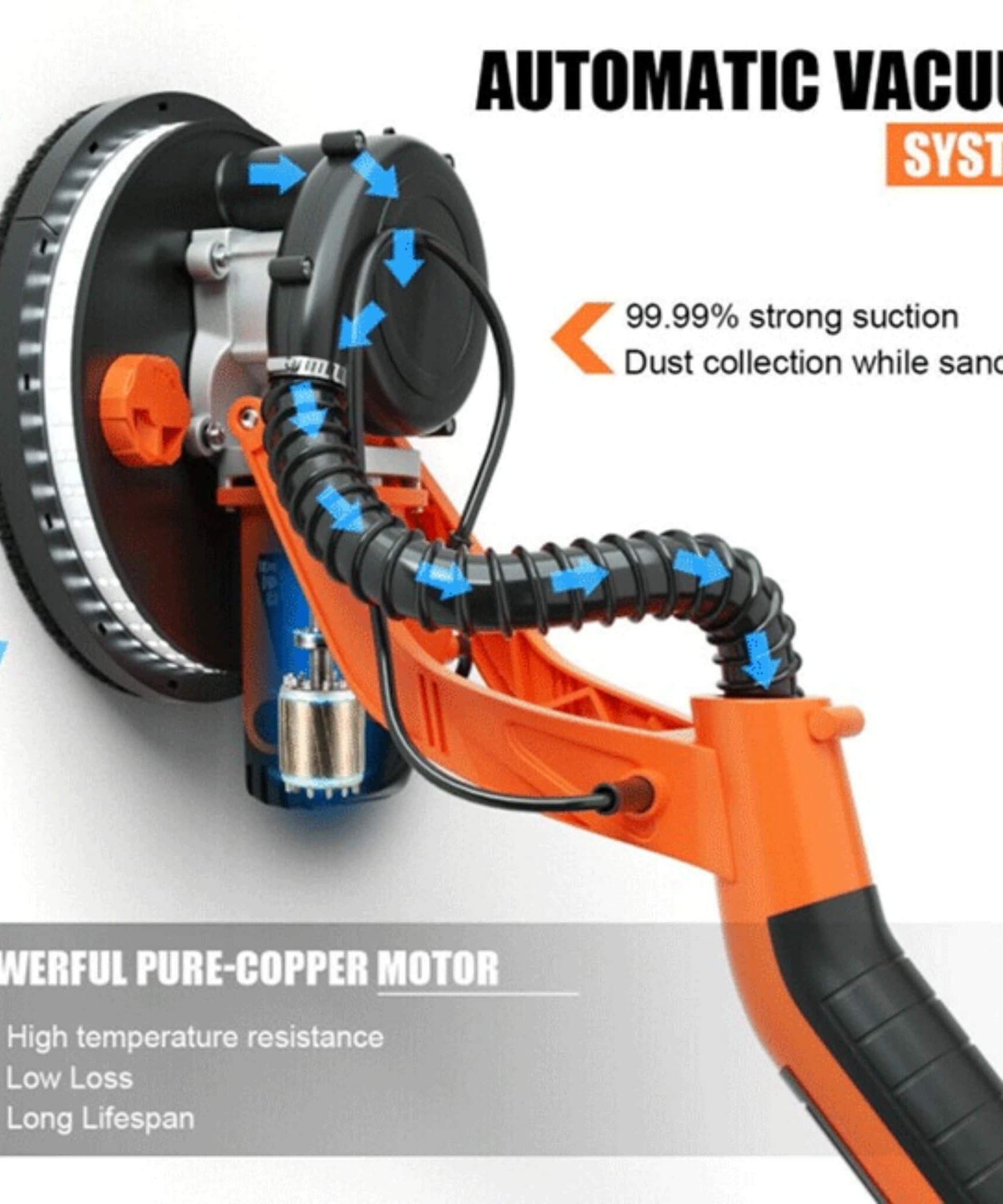 Professional Electric 750W Drywall Ceiling Pole Sander W/ Vacuum (SAK97855)