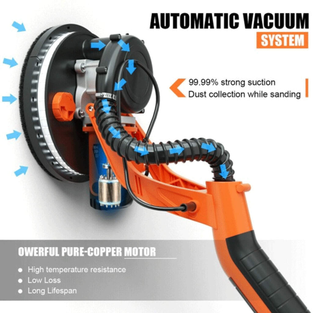 Professional Electric 750W Drywall Ceiling Pole Sander W/ Vacuum (SAK97855)