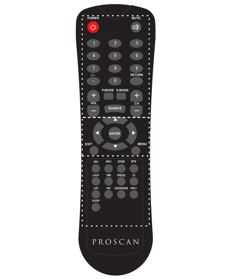 Proscan PLED2435AC TV Remote Control