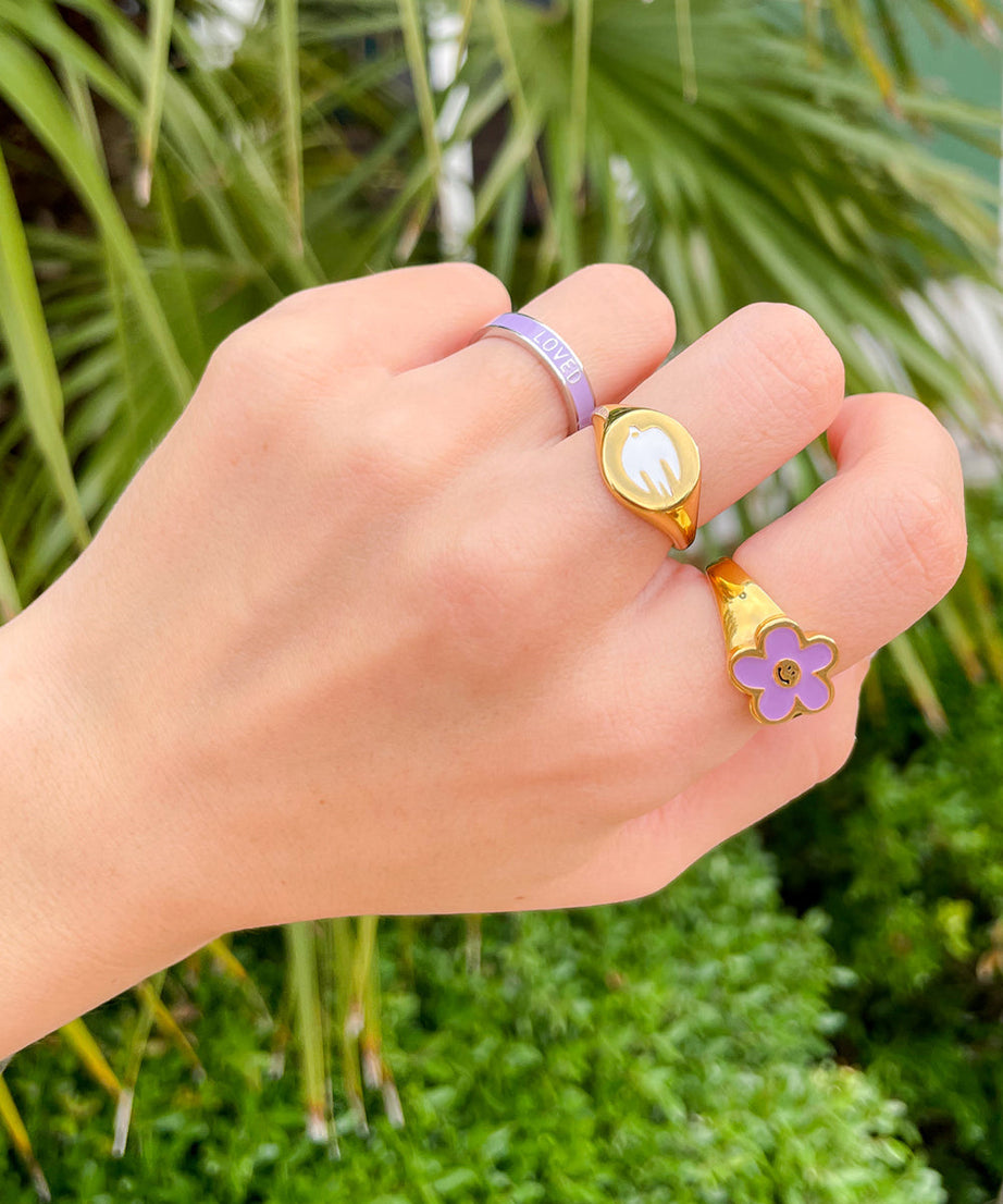 Lavender Enamel Loved Ring