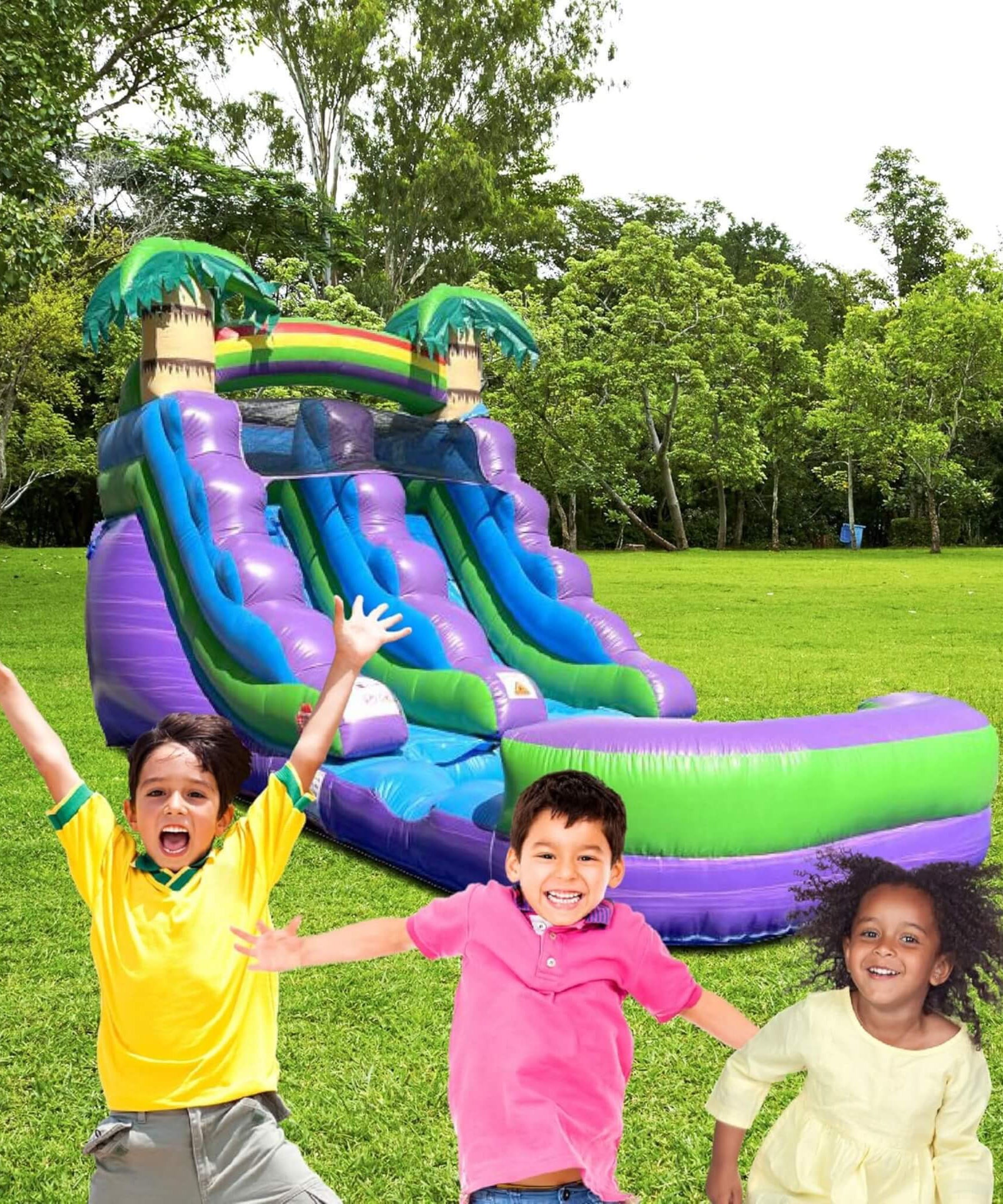 Large Purple Marble Inflatable Water Slide With Pool And Blower (SAK82910)