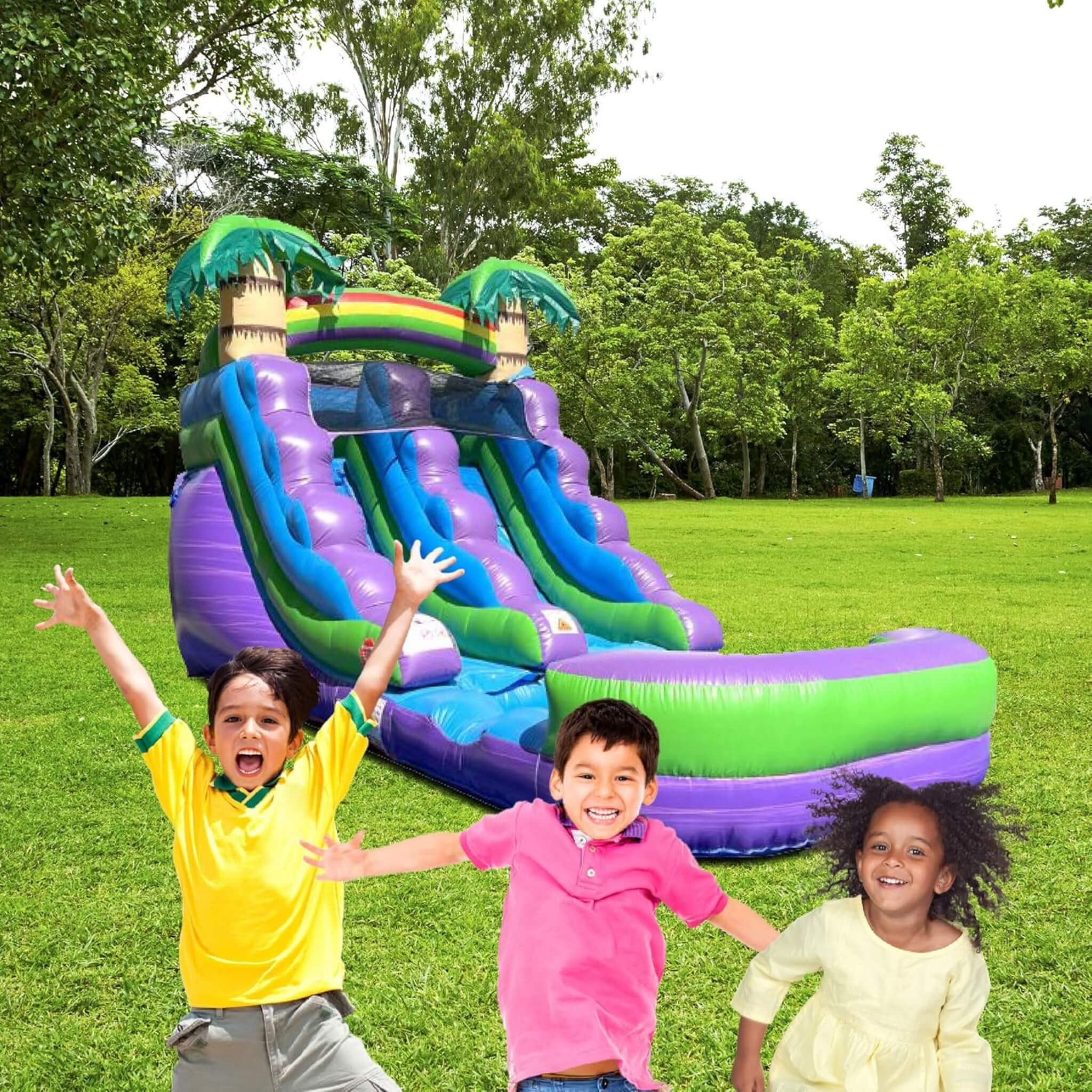 Large Purple Marble Inflatable Water Slide With Pool And Blower (SAK82910)