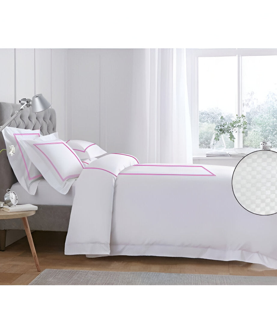 400TC Cotton Double Embroidery Sateen Microcheck Duvet Cover Set