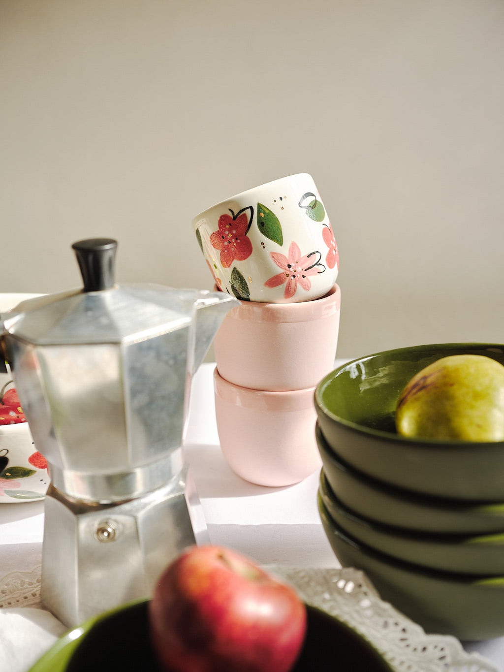 Hand-Painted Floral Coffee Cup - Unique Porcelain Design