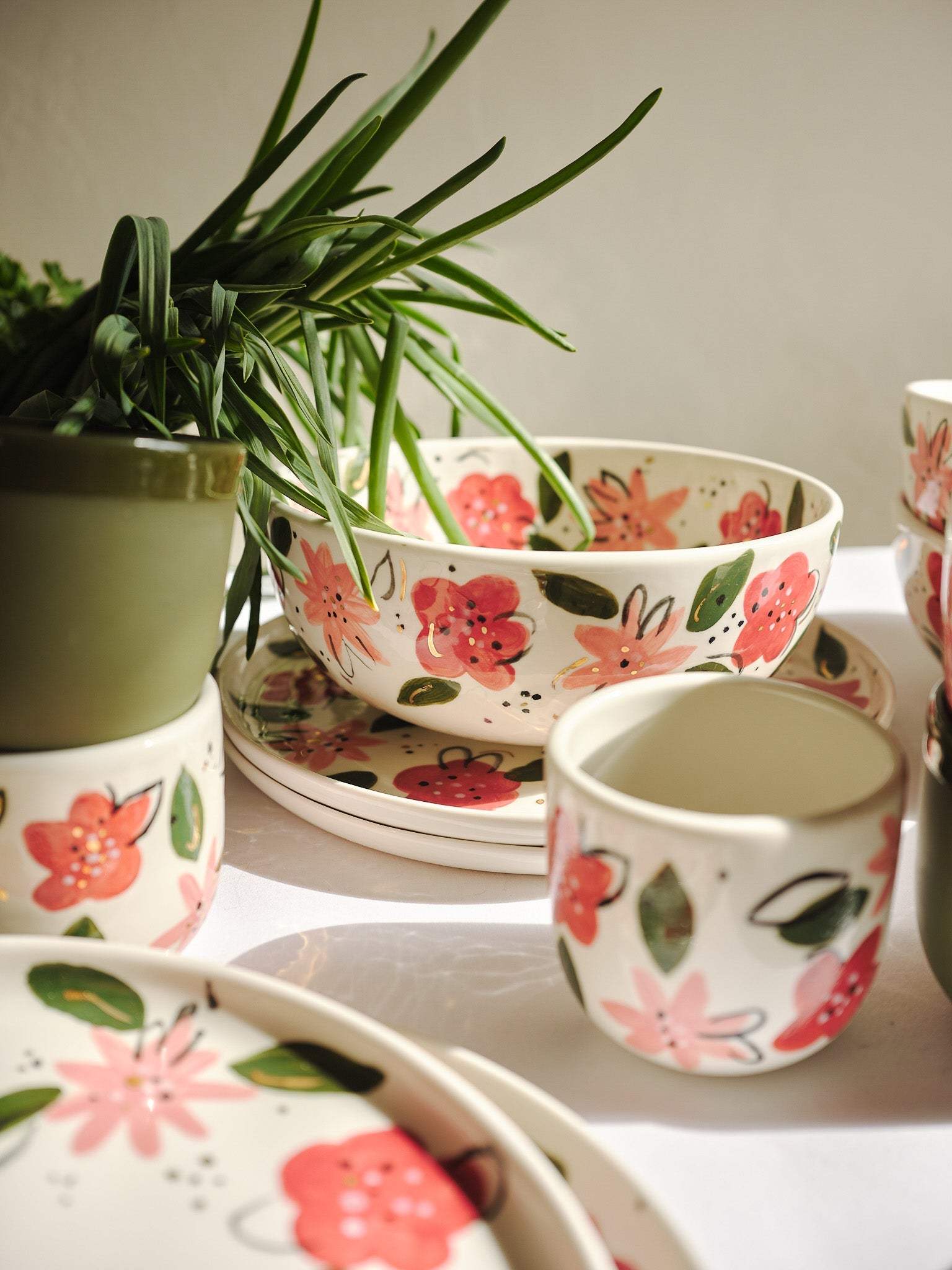 Hand-Painted Floral Salad Bowl - Unique Porcelain Design