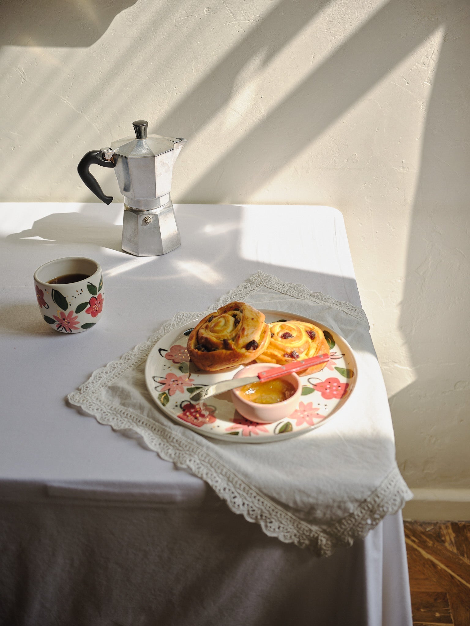Hand-Painted Floral Coffee Cup - Unique Porcelain Design