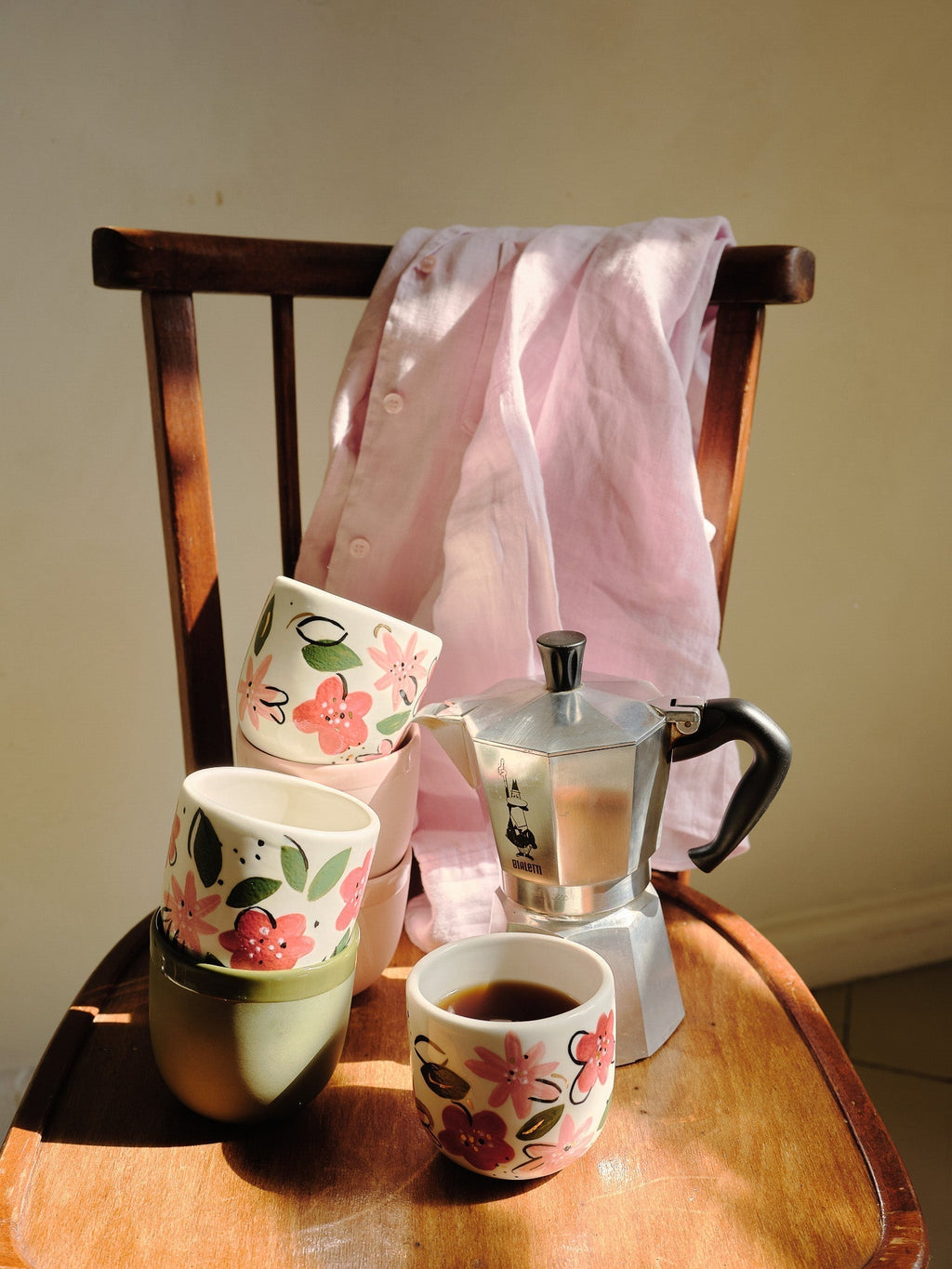 Hand-Painted Floral Coffee Cup - Unique Porcelain Design