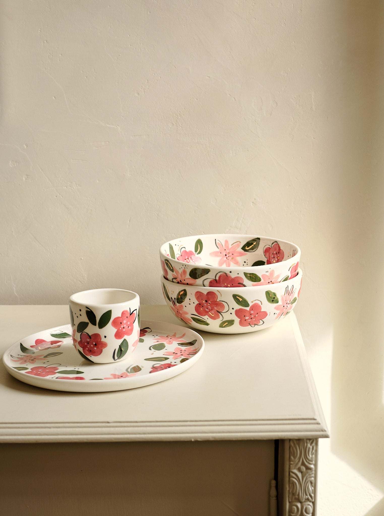 Hand-Painted Floral Coffee Cup - Unique Porcelain Design