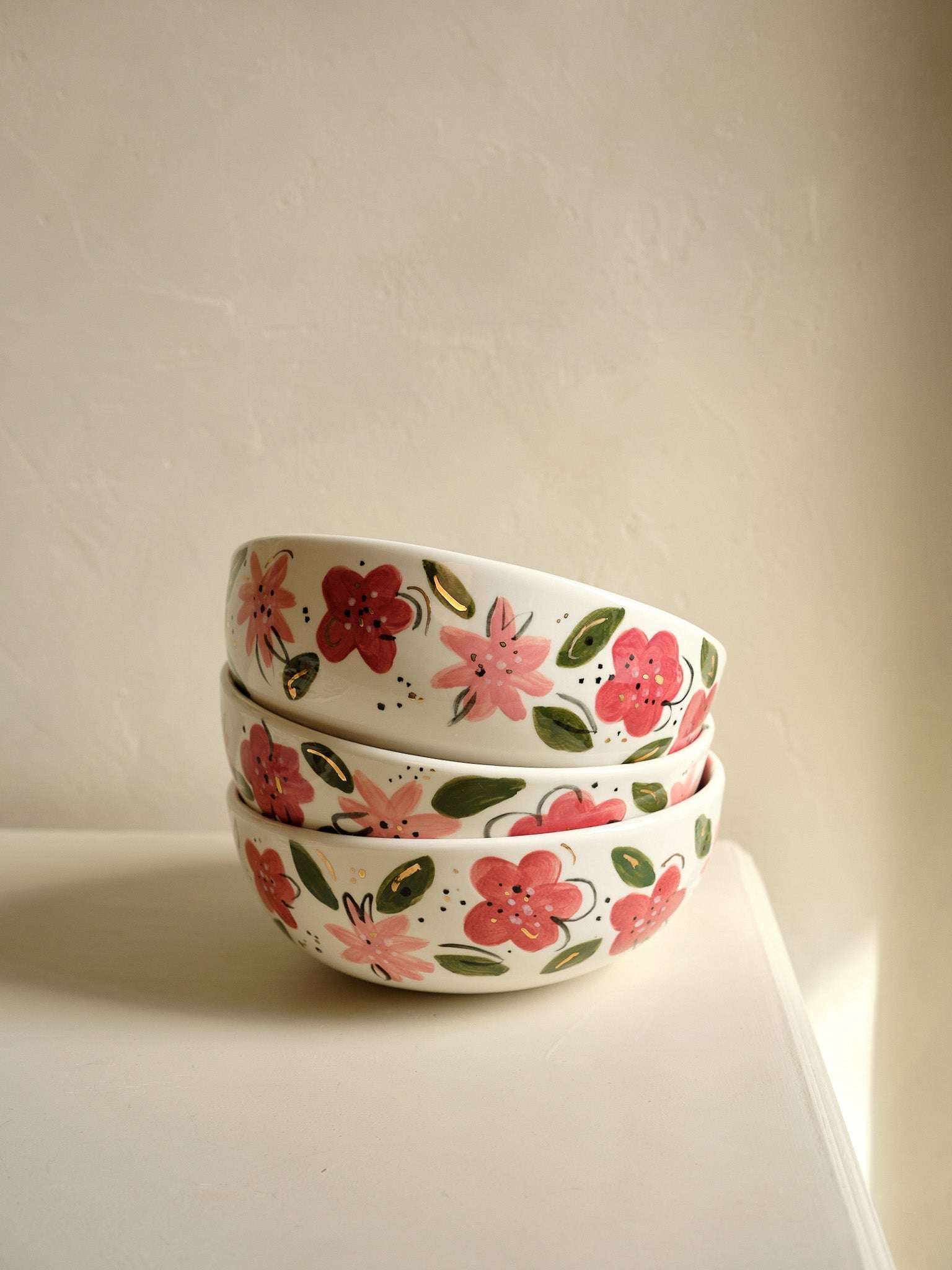 Hand-Painted Floral Salad Bowl - Unique Porcelain Design