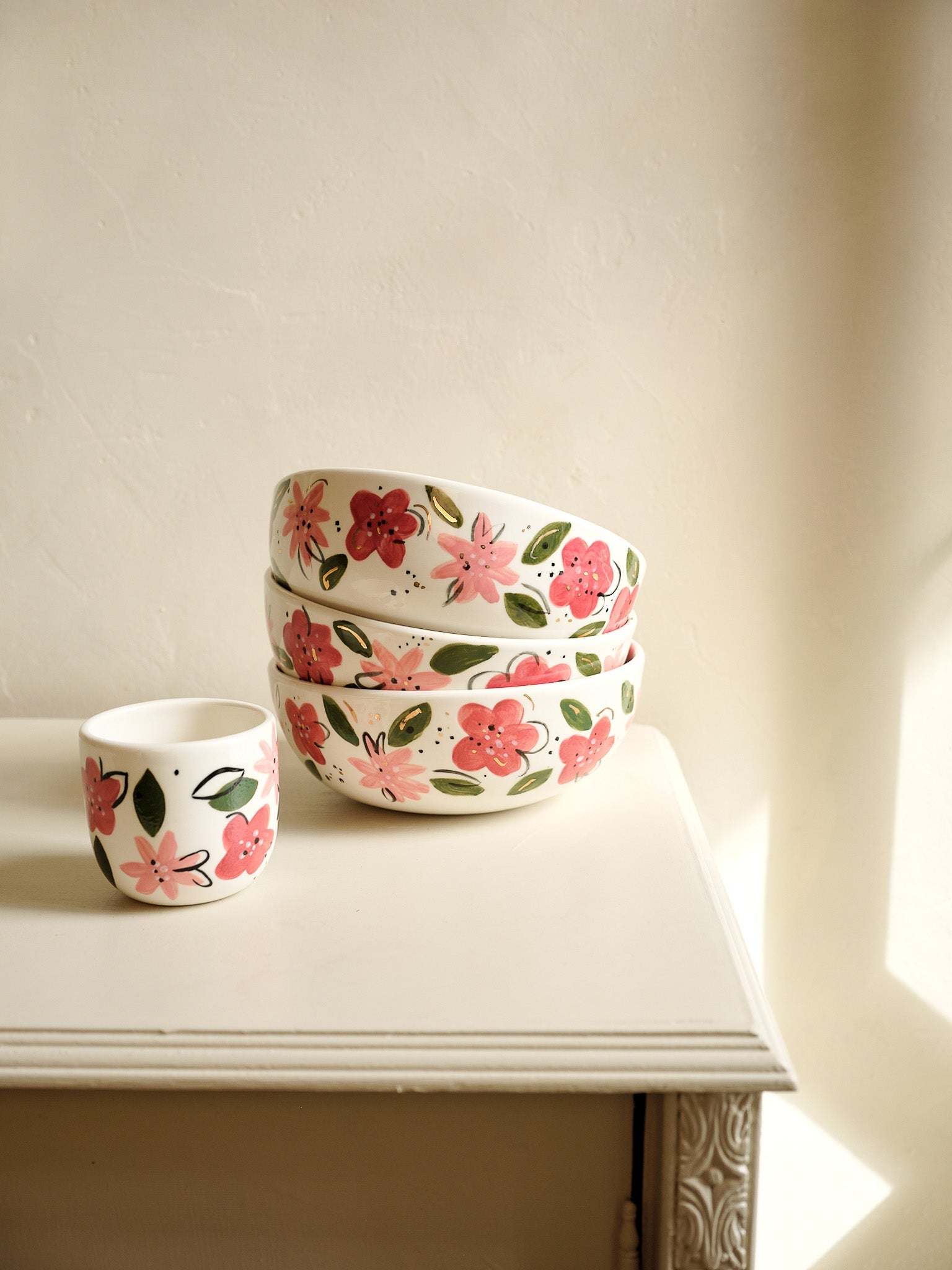 Hand-Painted Floral Coffee Cup - Unique Porcelain Design