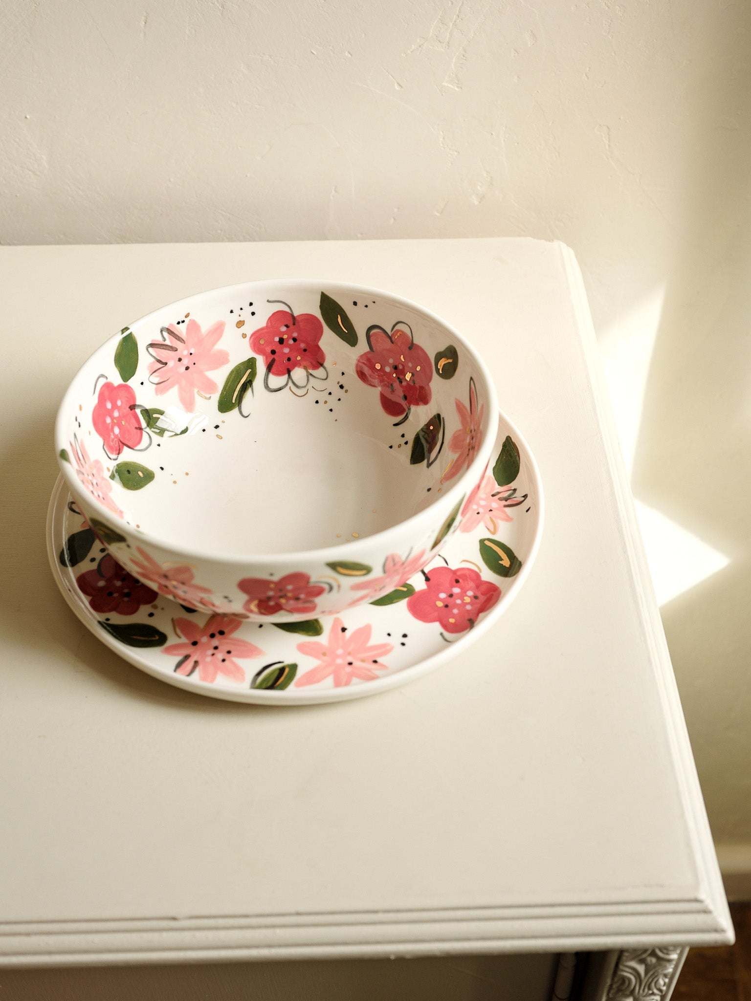 Hand-Painted Floral Salad Bowl - Unique Porcelain Design