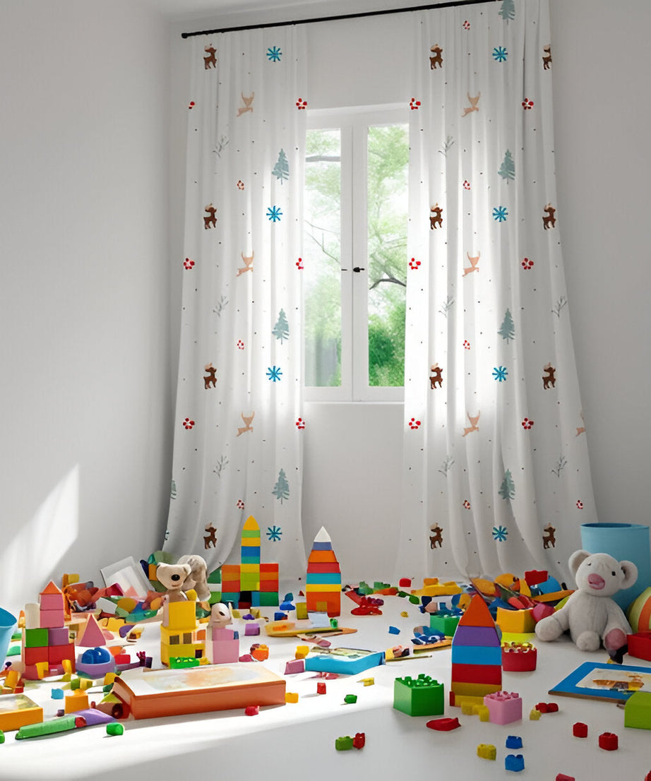 Christmas Raindeer Themed Baby Room Curtain