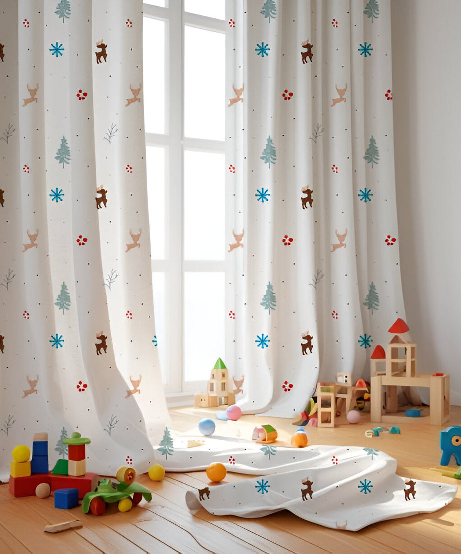 Christmas Raindeer Themed Baby Room Curtain