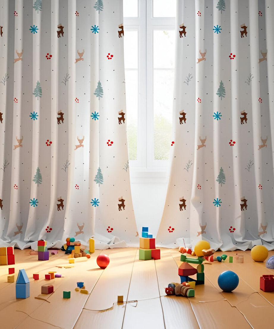 Christmas Raindeer Themed Baby Room Curtain