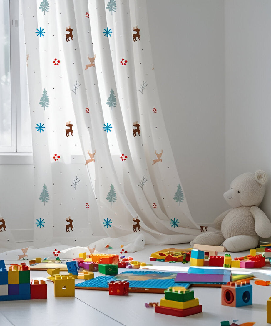Christmas Raindeer Themed Baby Room Curtain