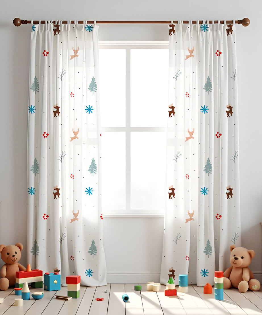 Christmas Raindeer Themed Baby Room Curtain