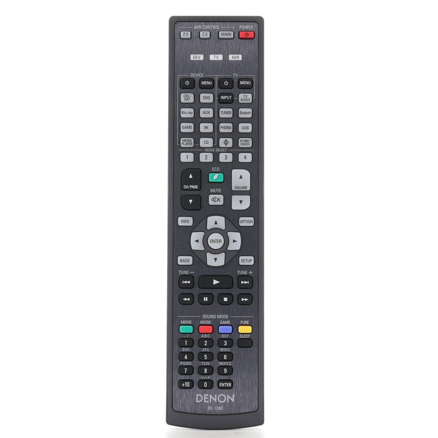 Denon RC-1240 A/V Receiver Remote Control | AVRX4700H | AVRX6700H - 30701027700AS