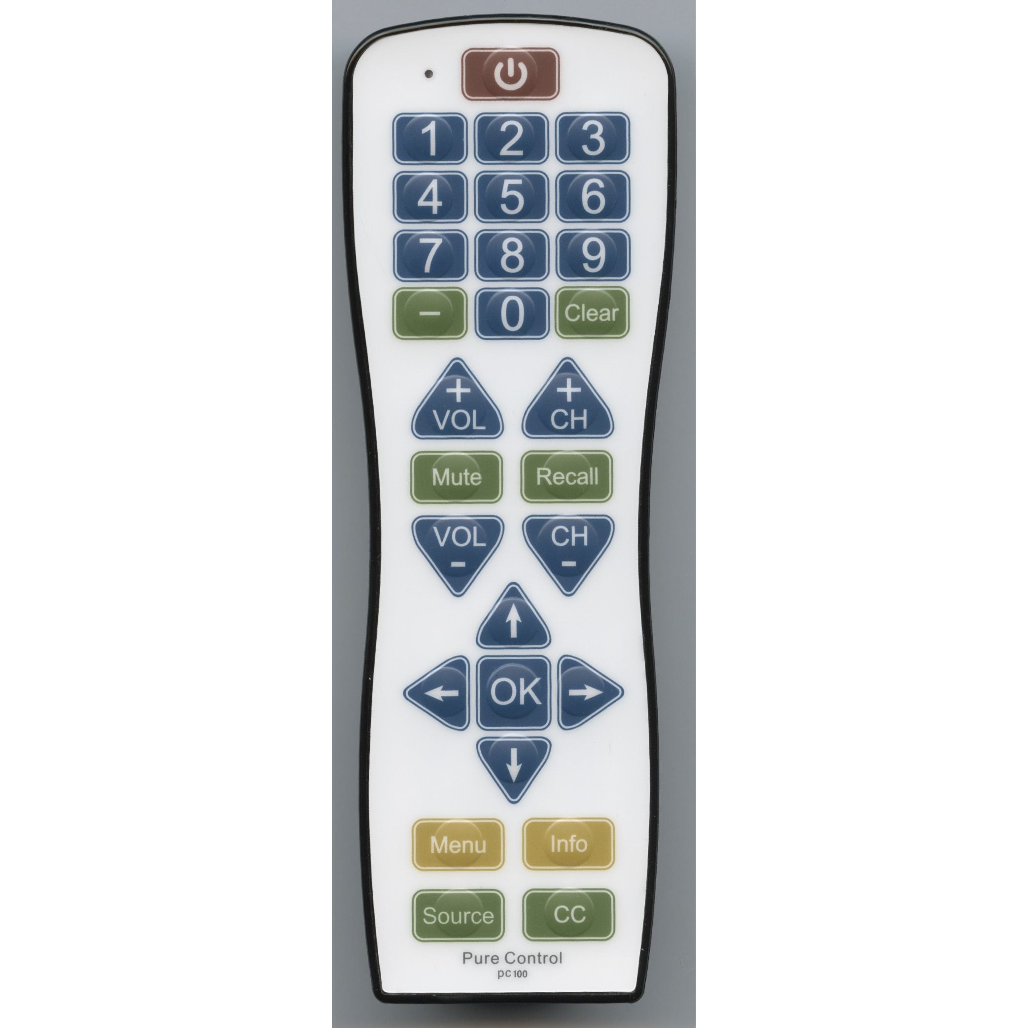 Pure Control PC100 TV Universal Hospitality Remote Control with Flat Membrane Surface