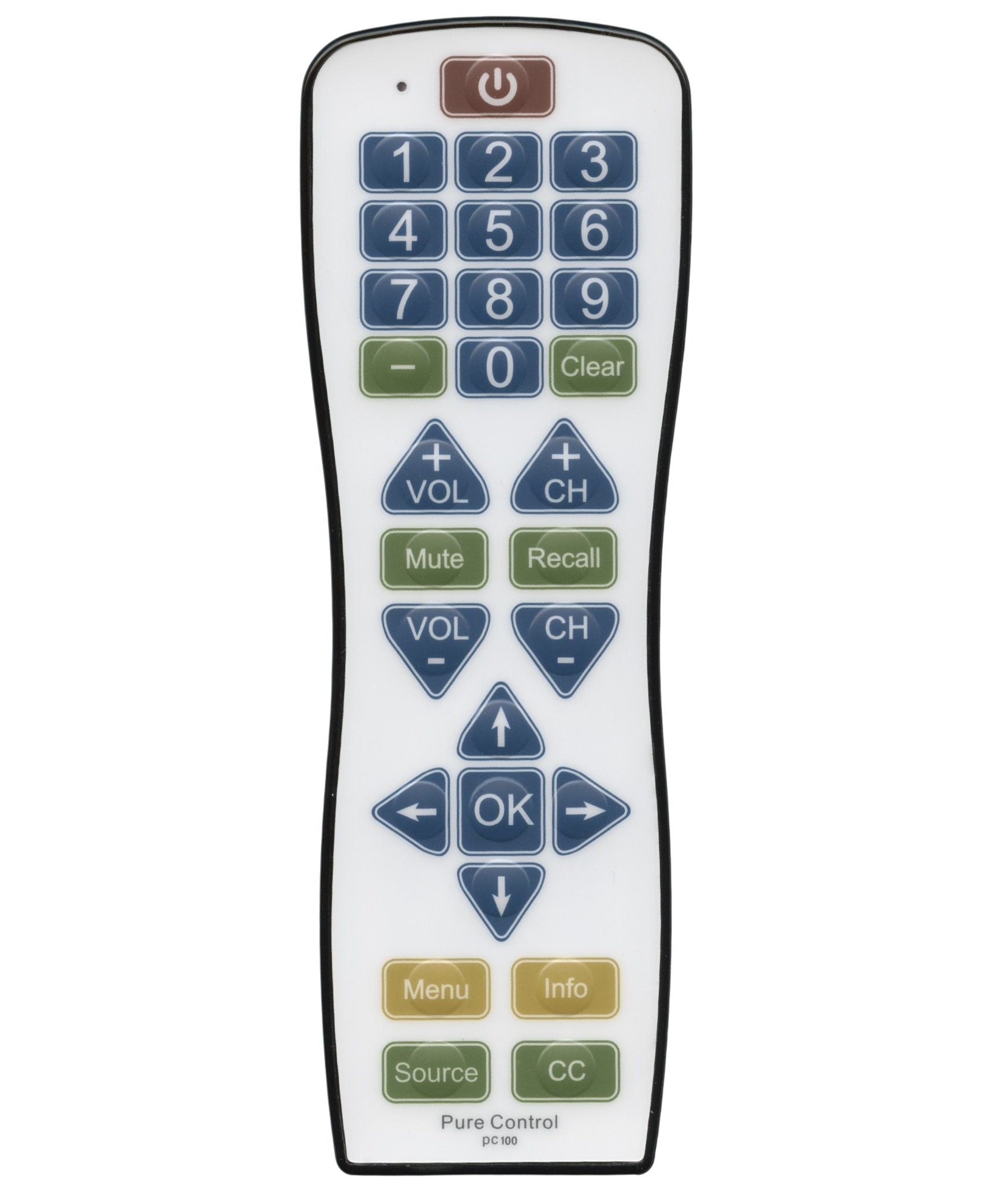 Pure Control PC100 TV Universal Hospitality Remote Control with Flat Membrane Surface