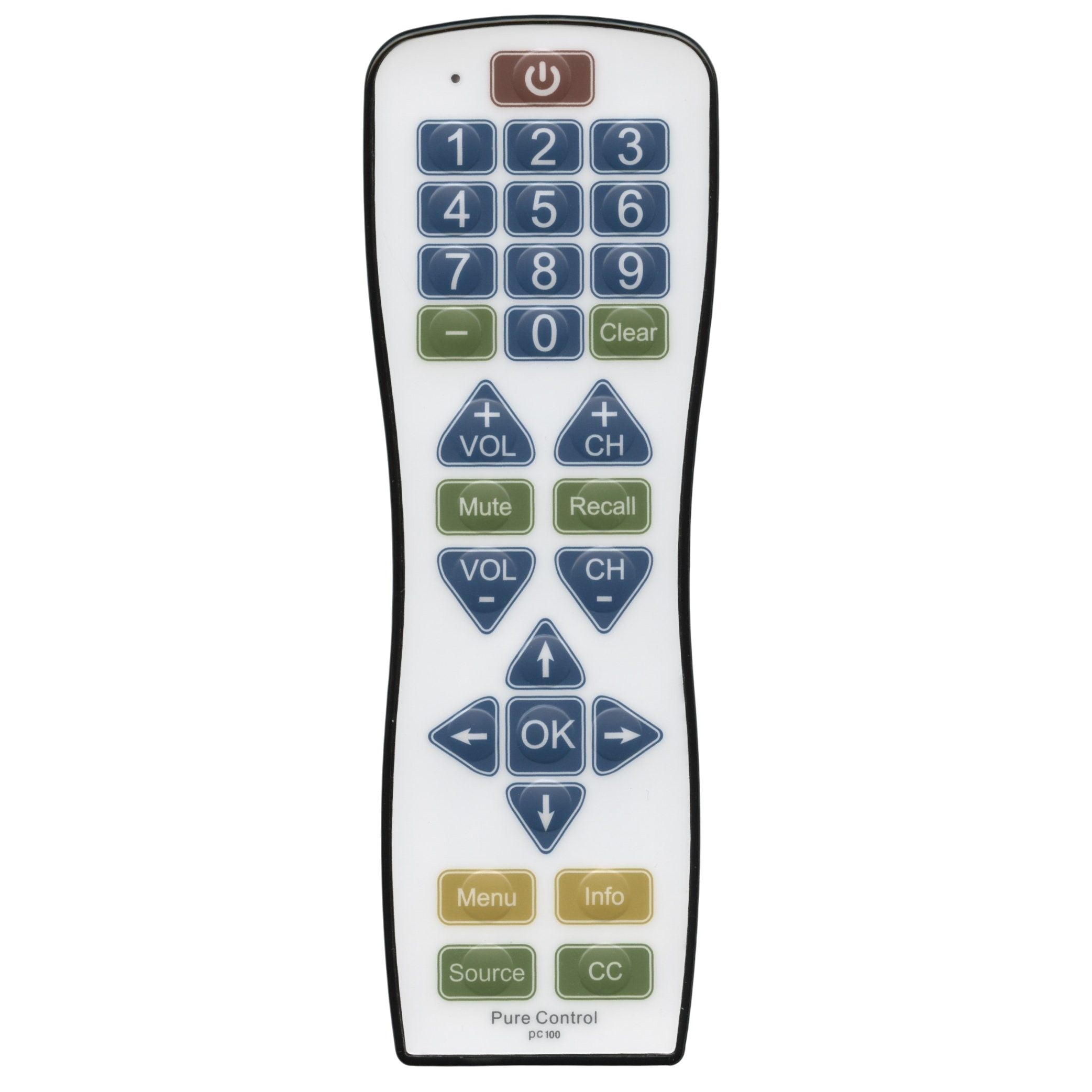Pure Control PC100 TV Universal Hospitality Remote Control with Flat Membrane Surface