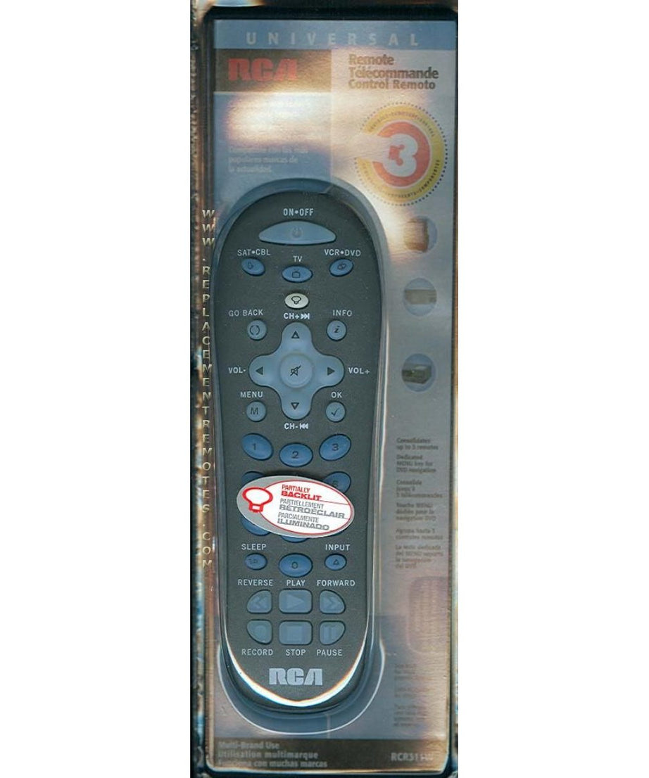 Substitute for RCA RCR311W 3-Device Universal Remote Control [RRU401]
