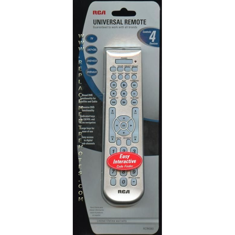 Substitute for RCA RCR4383 4-Device Universal Remote Control [RRU401]