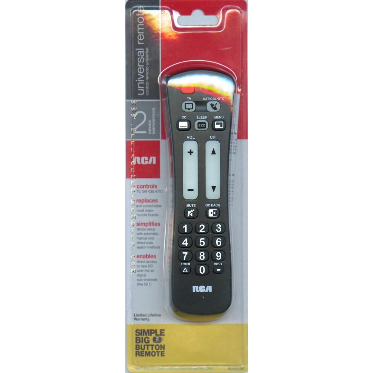 Substitute for RCA RCRH02BR 1-Device Universal Remote Control [RRH100]