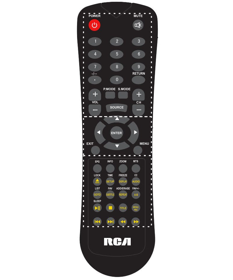 RCA RLEDV2456ABrem TV/DVD Remote Control