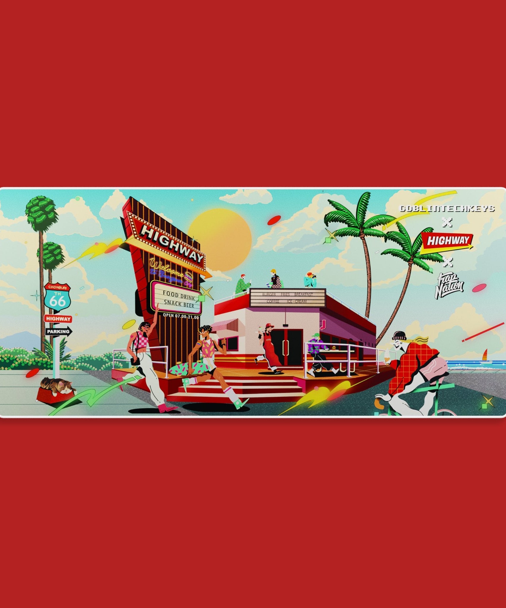 [Ready Stock] Goblintechkeys x Highway Cafe x Trap Nation Deskmat XL - Highway Cafe Poster