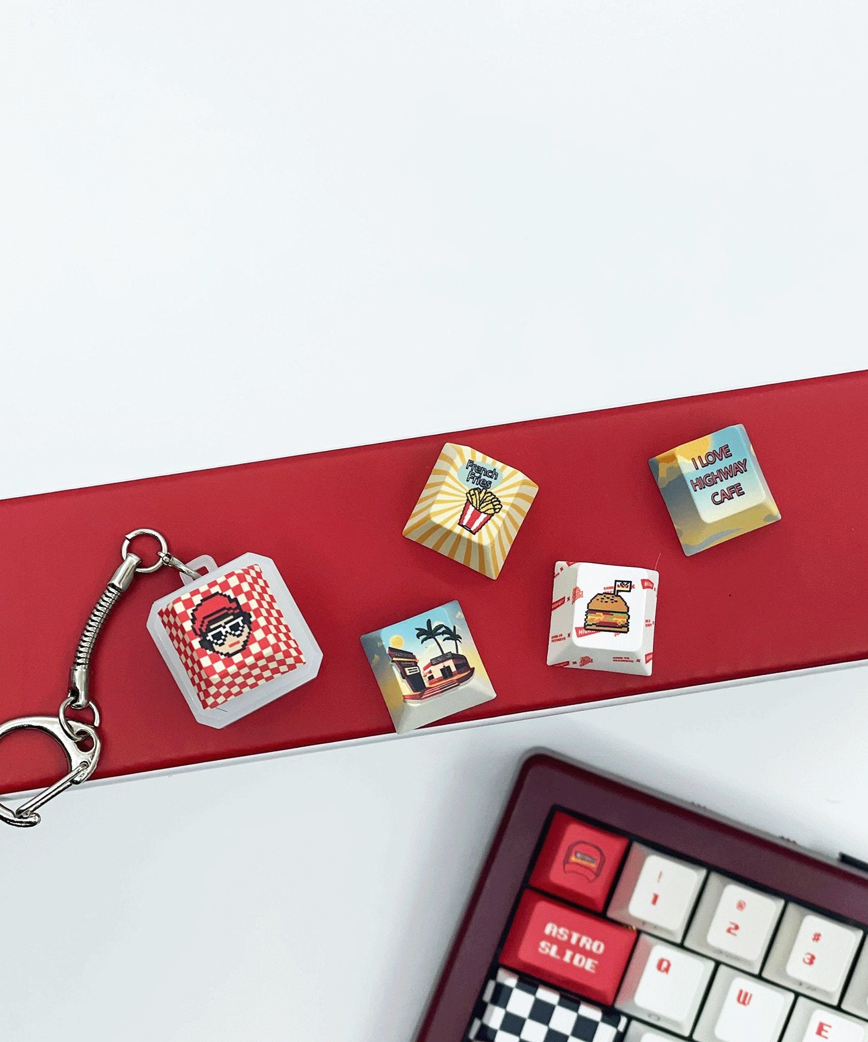 [Ready Stock] Goblintechkeys x Highway Cafe x Trap Nation LED Keycaps Fidget Keychain