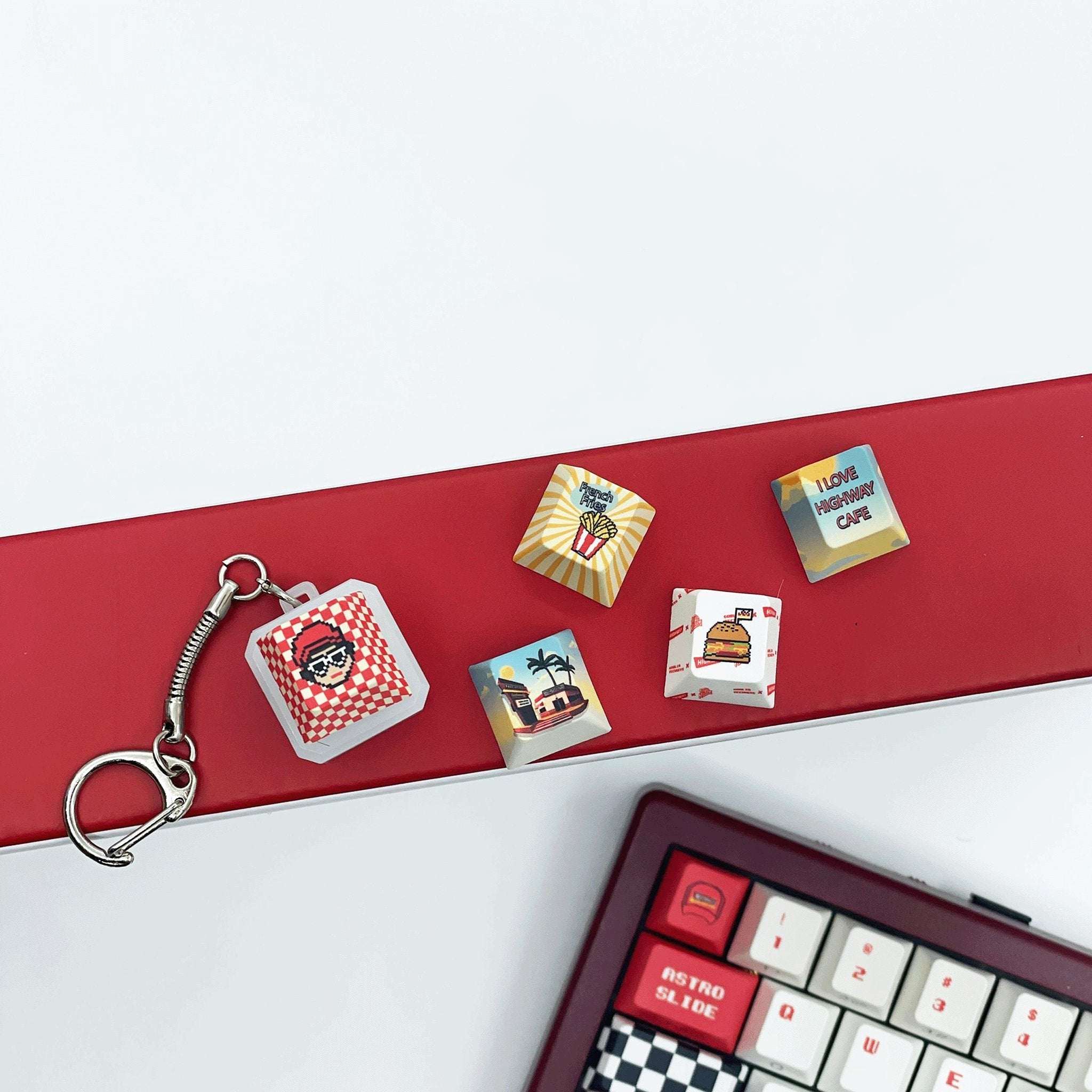 [Ready Stock] Goblintechkeys x Highway Cafe x Trap Nation LED Keycaps Fidget Keychain