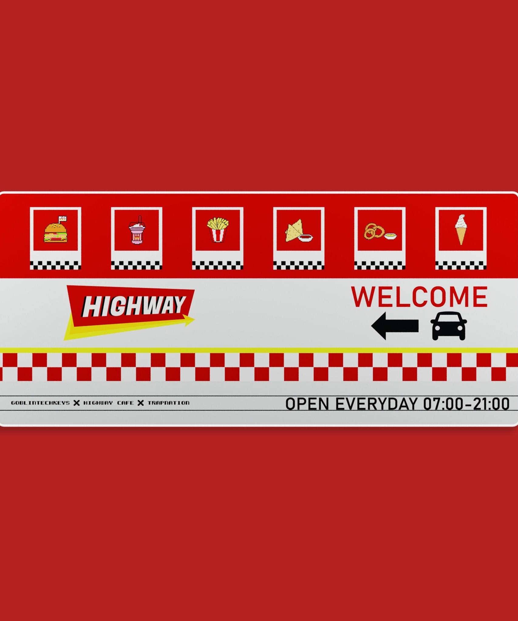 [Ready Stock] Goblintechkeys x Highway Cafe x Trap Nation Deskmat XL - Highway Cafe Signboard