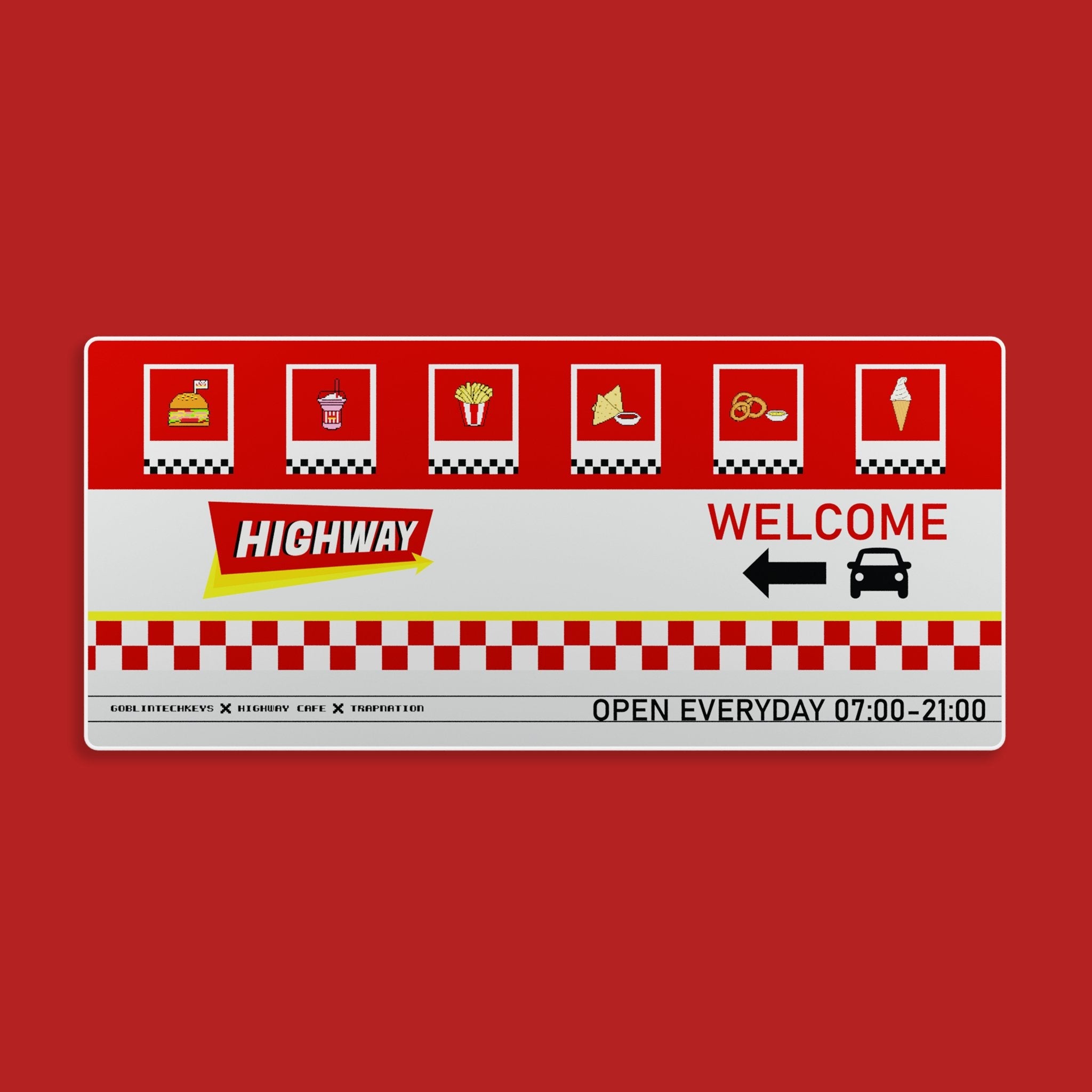 [Ready Stock] Goblintechkeys x Highway Cafe x Trap Nation Deskmat XL - Highway Cafe Signboard