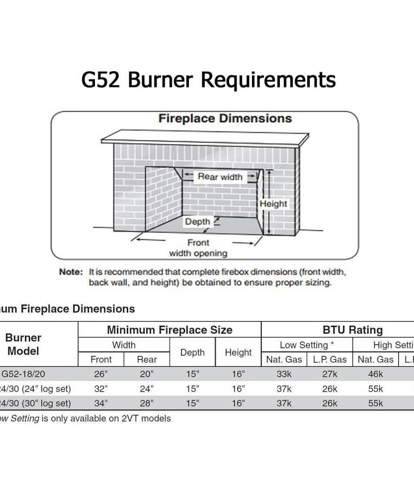 Real Fyre 24/30" Vented G52 Electronic Variable Valve Fireplace Burner With Remote [G52-24/30-2VT] (HBG27291)