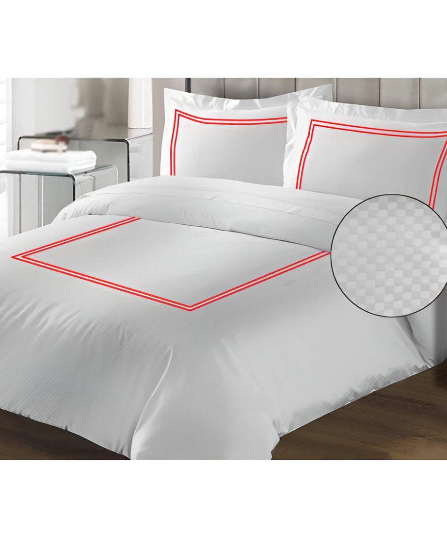 400TC Cotton Double Embroidery Sateen Microcheck Duvet Cover Set