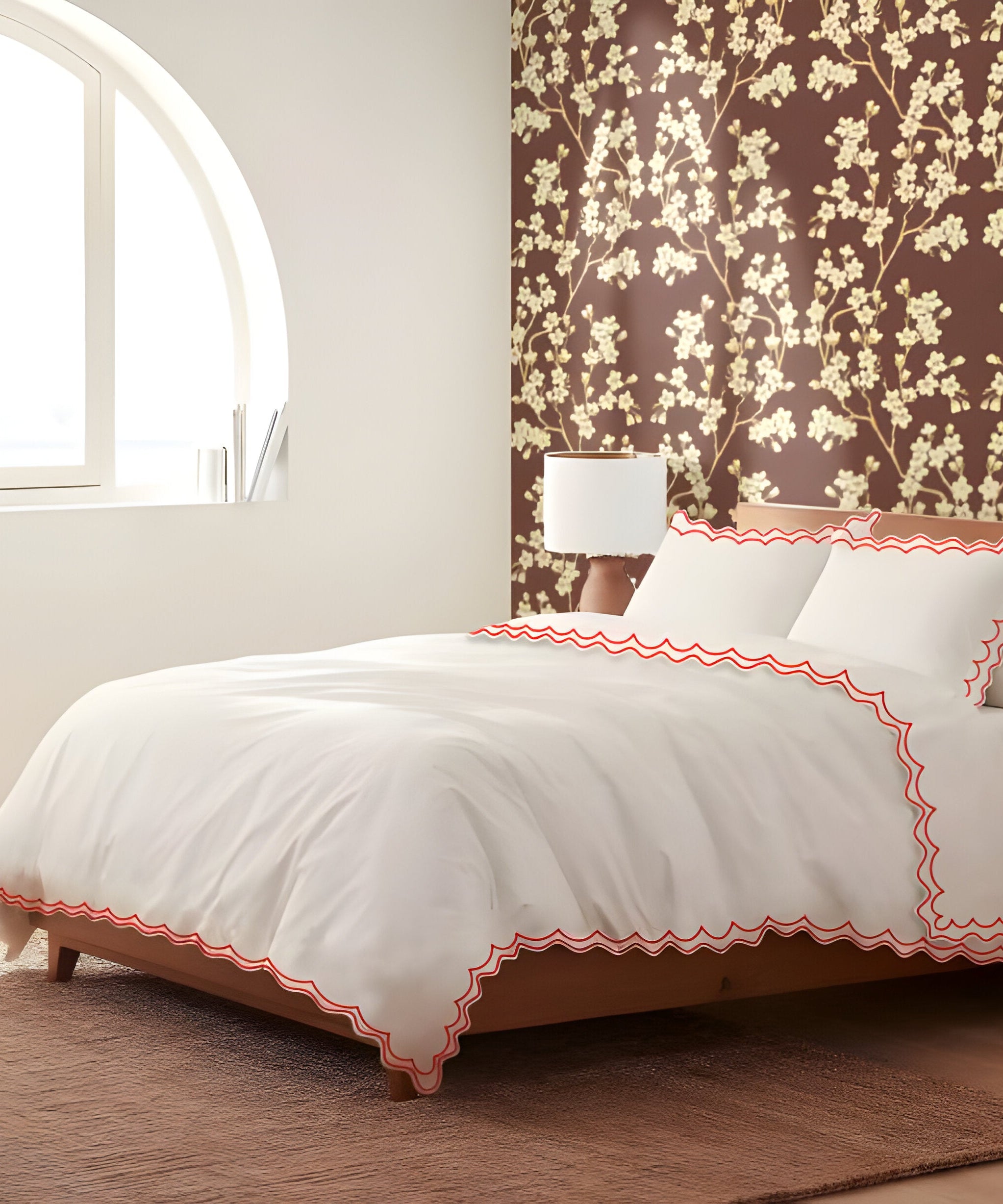 400TC Cotton Sateen Double Scallop Embroidery Duvet Cover Set