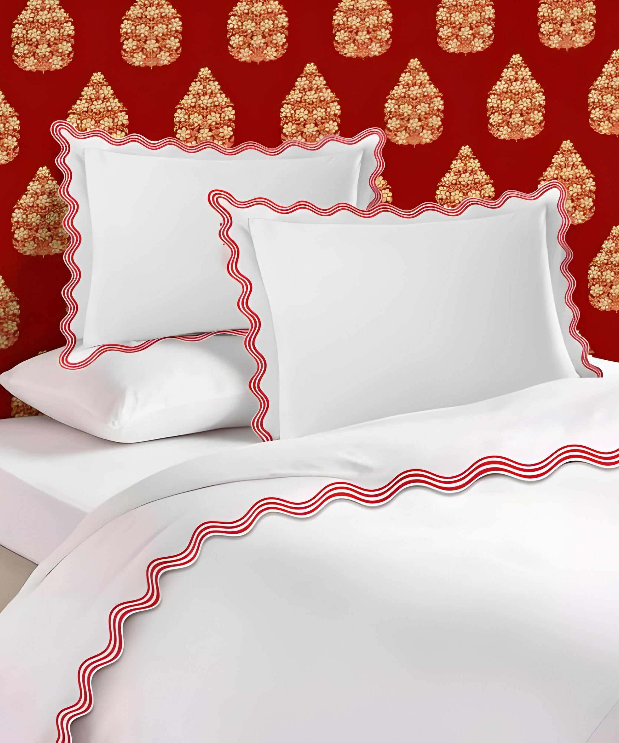 400TC Cotton Sateen Triple Scallop Embroidery Duvet Cover Set