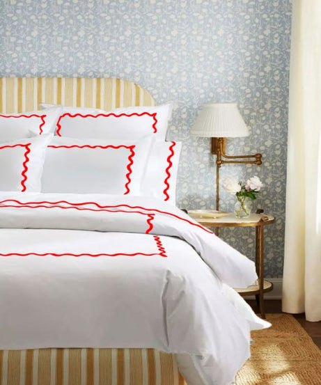 Ava 400TC Cotton Scallop Embroidery Sateen Solid Duvet Cover Set