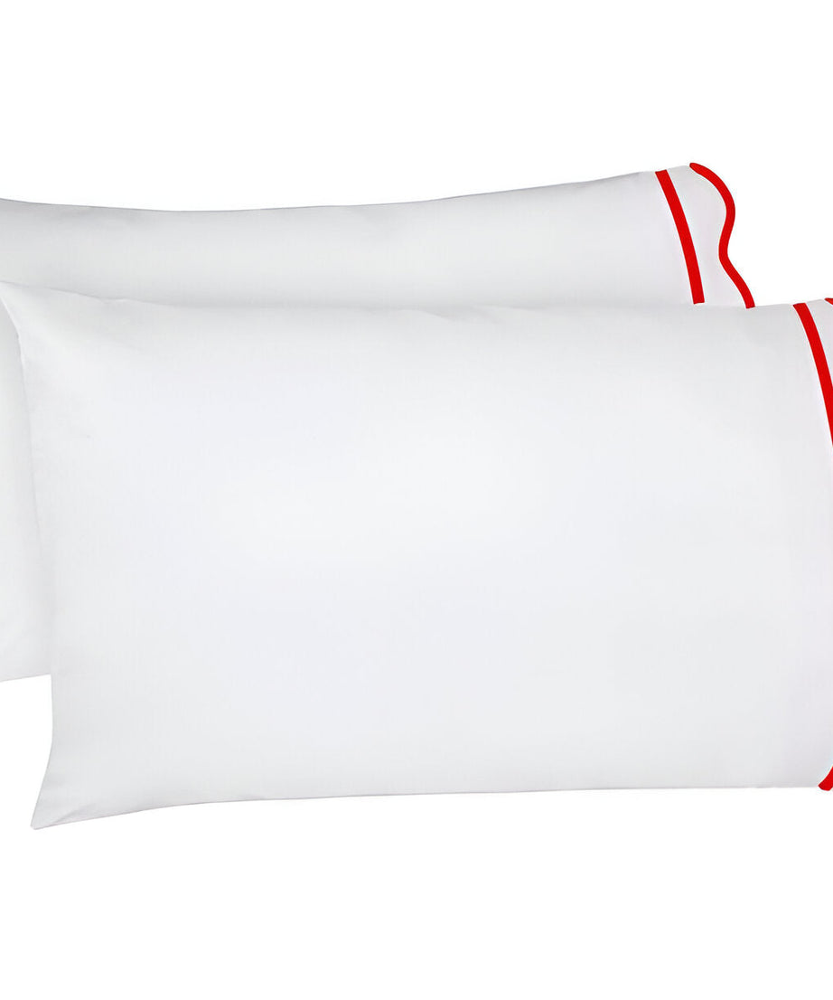 400TC Cotton Scallop Embroidery & Border Sateen Solid Pillowcases (Set Of 2)