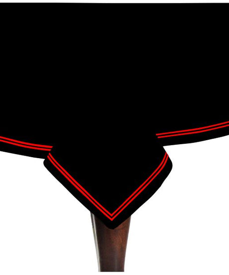 Double Embroidery Border Sateen Cotton Solid Table Cloth - Black