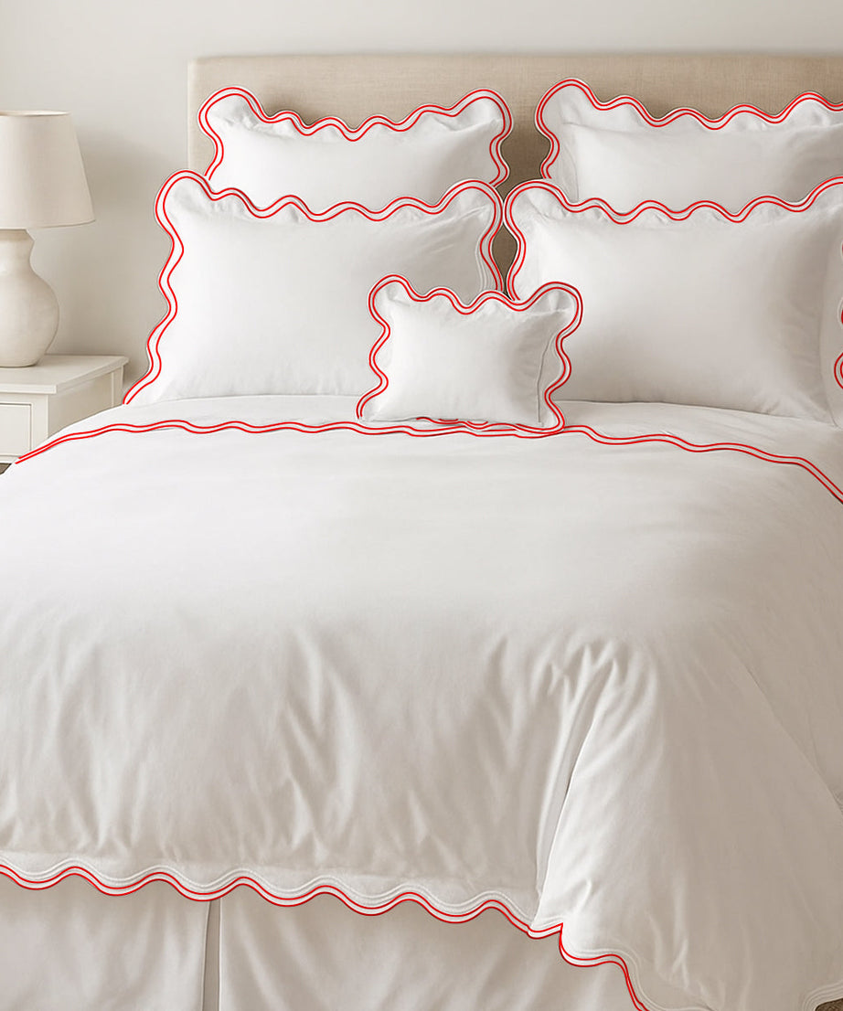 400TC Cotton Sateen Luxurious Double Scalloped Duvet Cover Set