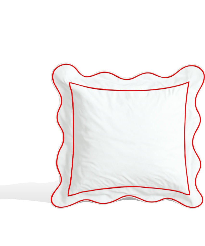 Monogram 400TC Cotton Scallop Embroidery & Border Sateen Solid Euro Sham
