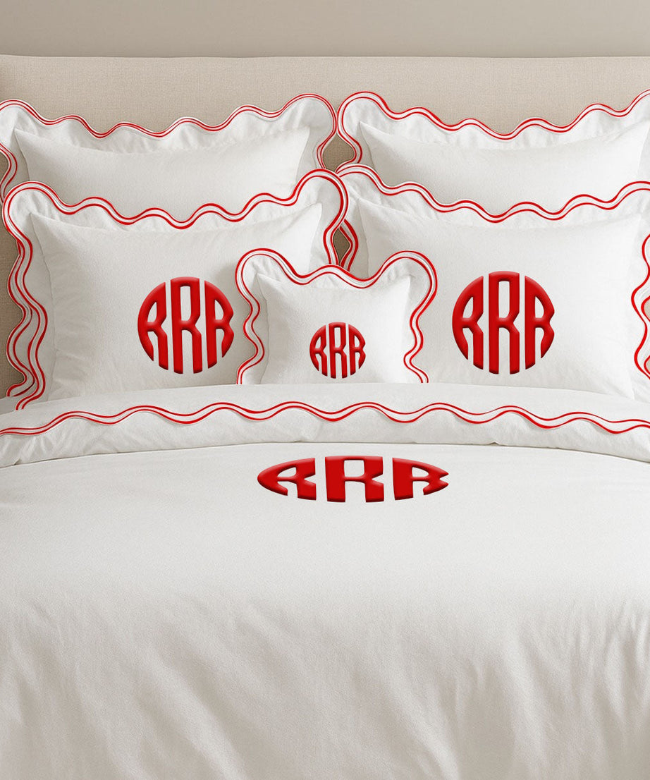 Monogram Cotton Luxurious Double Scallop Duvet Cover