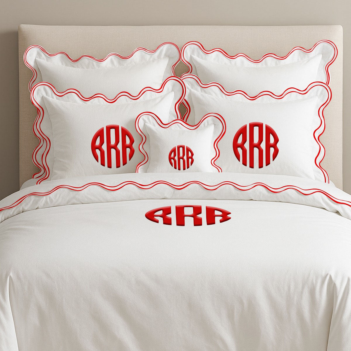 Monogram Cotton Luxurious Double Scallop Duvet Cover