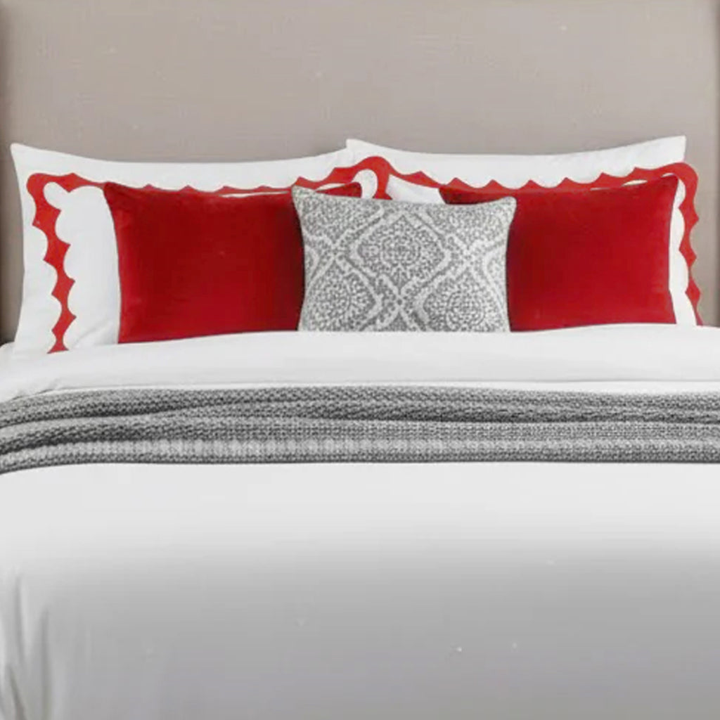Reverse Scalloped Applique Embroidery Cotton Duvet Cover Set