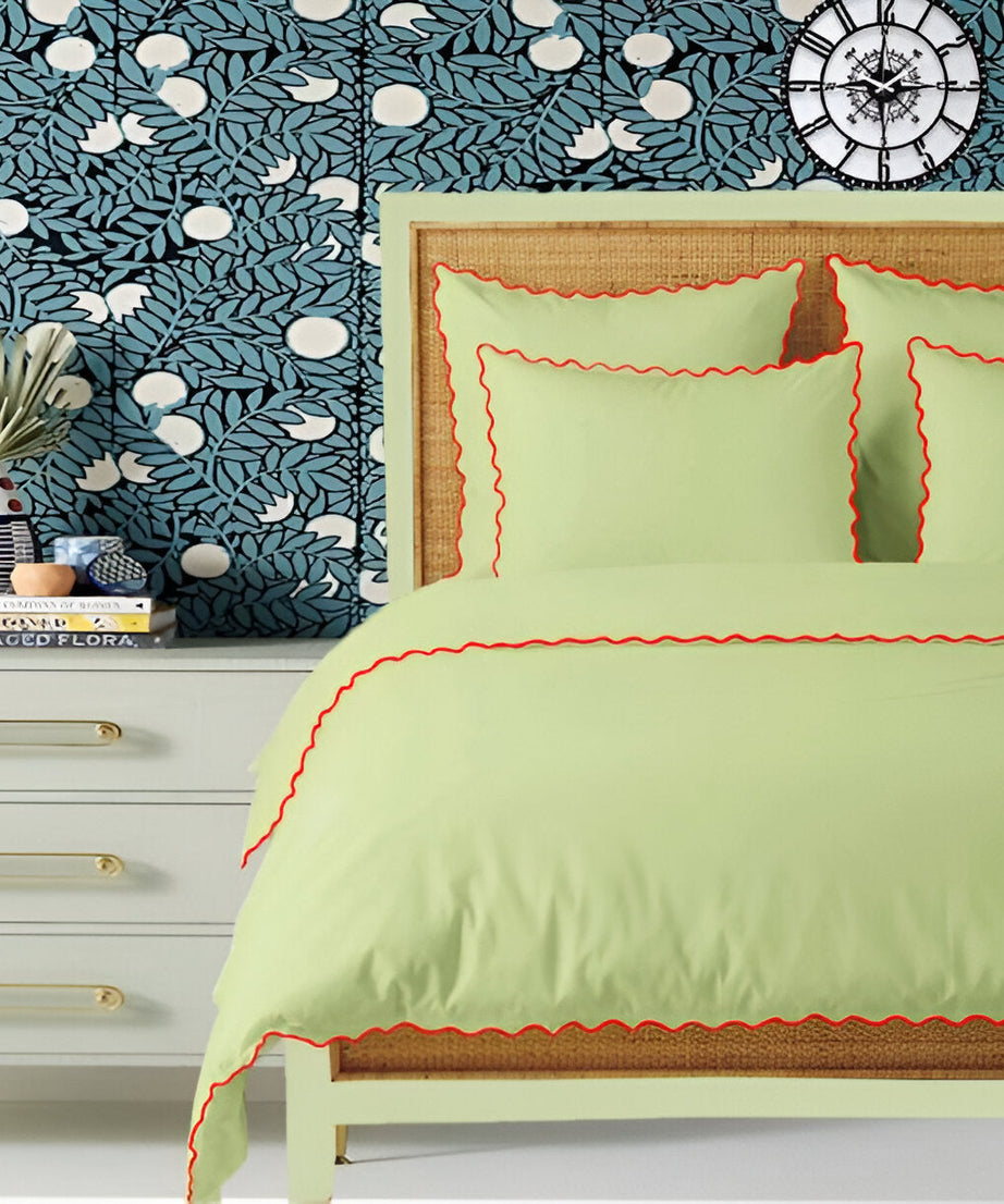Sage 400TC Cotton Small Scallop Embroidery Duvet Cover Set