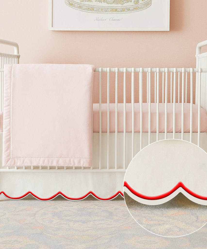 Scallop Embroidery Cotton Crib Skirt