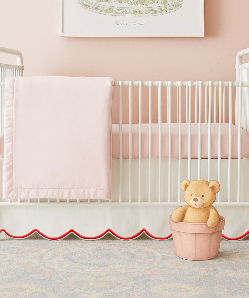 Scallop Embroidery Cotton Crib Skirt
