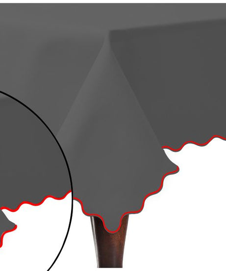 Scallop Embroidery Sateen Cotton Solid Table Cloth - Dark Grey